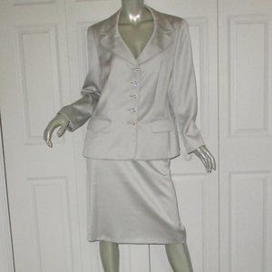 ESCADA Silver Gray Formal Jacket & Skirt Suit Size 44